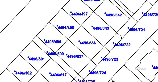 Parcela st. 4496/636 v KÚ Most II, Katastrální mapa