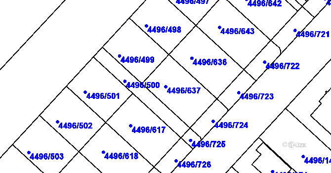 Parcela st. 4496/637 v KÚ Most II, Katastrální mapa