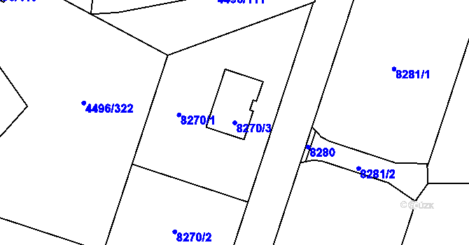 Parcela st. 8270/3 v KÚ Most II, Katastrální mapa