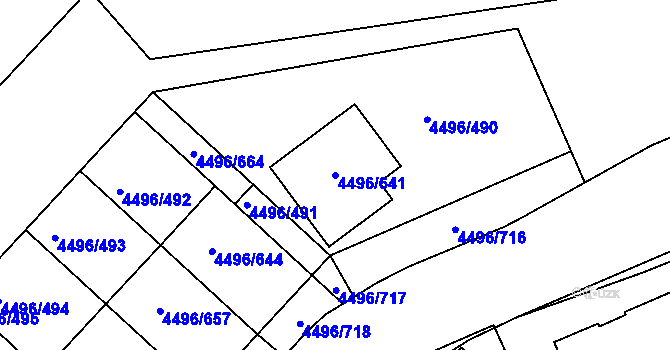 Parcela st. 4496/641 v KÚ Most II, Katastrální mapa