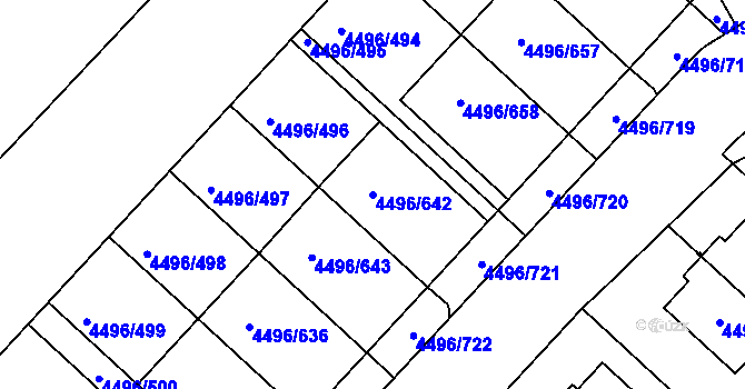 Parcela st. 4496/642 v KÚ Most II, Katastrální mapa