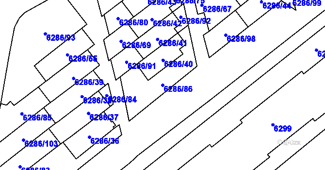 Parcela st. 6286/86 v KÚ Most II, Katastrální mapa