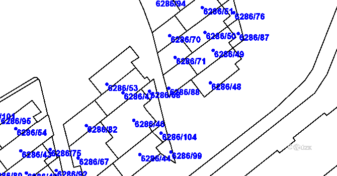 Parcela st. 6286/88 v KÚ Most II, Katastrální mapa