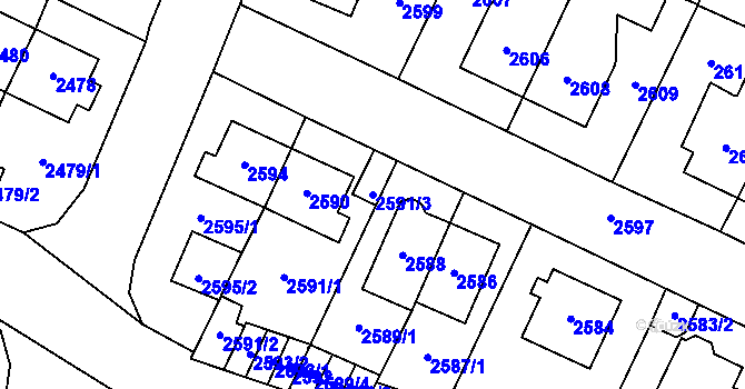 Parcela st. 2591/3 v KÚ Most II, Katastrální mapa