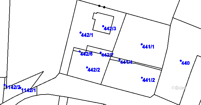 Parcela st. 442/7 v KÚ Most II, Katastrální mapa