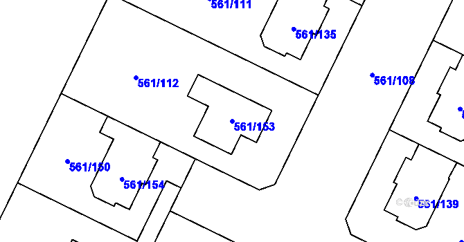 Parcela st. 561/153 v KÚ Most II, Katastrální mapa