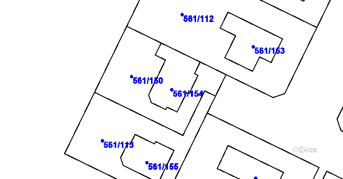 Parcela st. 561/154 v KÚ Most II, Katastrální mapa