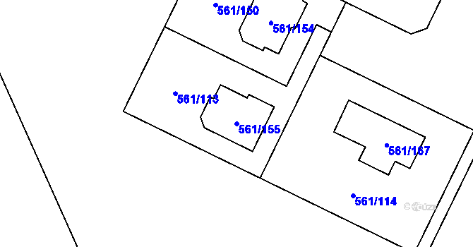 Parcela st. 561/155 v KÚ Most II, Katastrální mapa