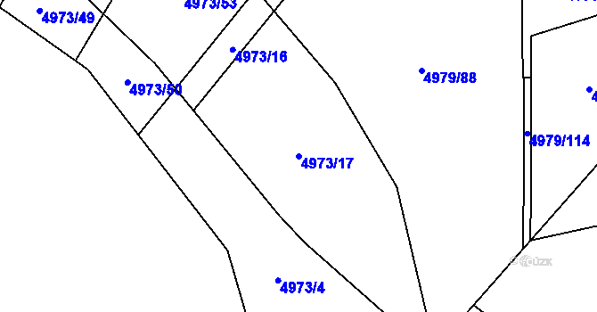 Parcela st. 4973/17 v KÚ Most II, Katastrální mapa