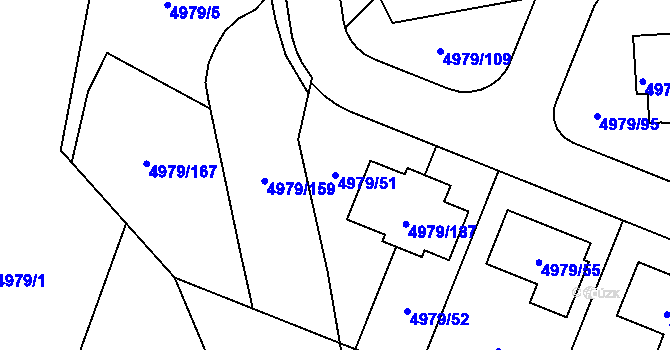 Parcela st. 4979/51 v KÚ Most II, Katastrální mapa