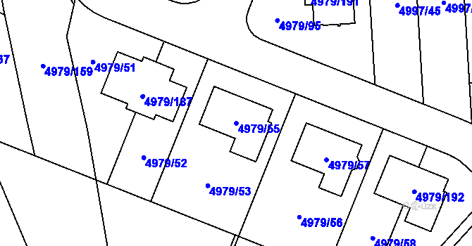 Parcela st. 4979/55 v KÚ Most II, Katastrální mapa