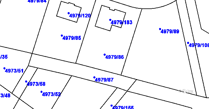 Parcela st. 4979/86 v KÚ Most II, Katastrální mapa