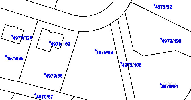 Parcela st. 4979/89 v KÚ Most II, Katastrální mapa