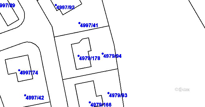 Parcela st. 4979/94 v KÚ Most II, Katastrální mapa