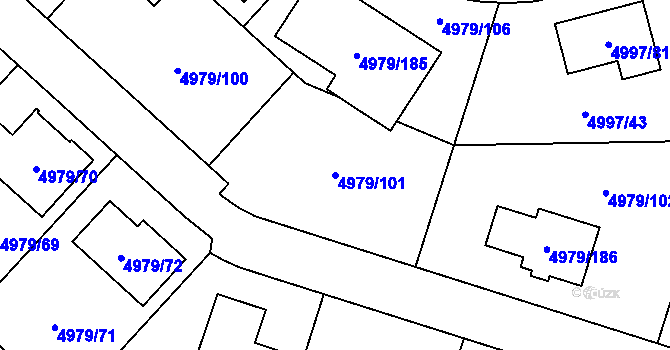 Parcela st. 4979/101 v KÚ Most II, Katastrální mapa