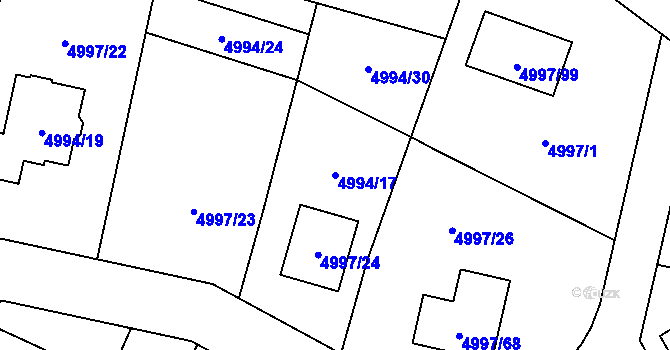 Parcela st. 4994/17 v KÚ Most II, Katastrální mapa