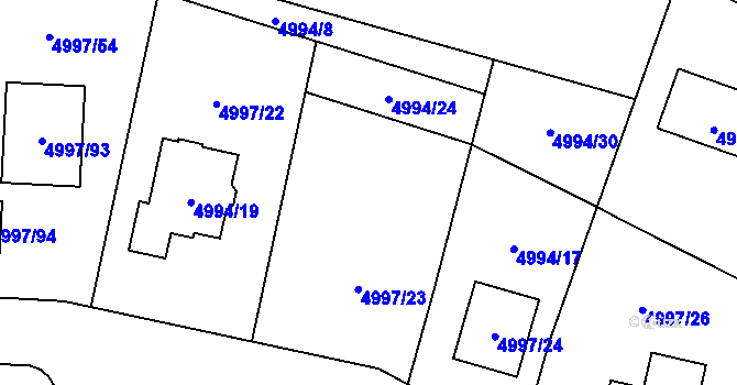 Parcela st. 4994/18 v KÚ Most II, Katastrální mapa