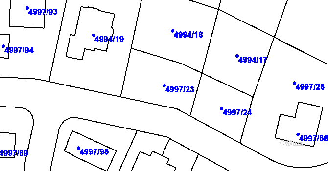 Parcela st. 4997/23 v KÚ Most II, Katastrální mapa