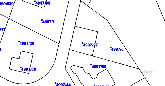 Parcela st. 4997/27 v KÚ Most II, Katastrální mapa