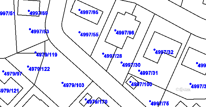 Parcela st. 4997/28 v KÚ Most II, Katastrální mapa