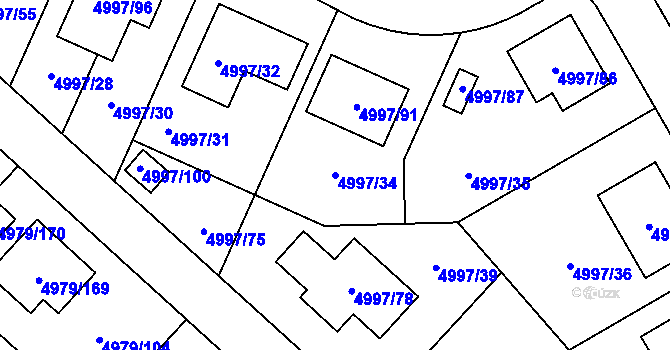 Parcela st. 4997/34 v KÚ Most II, Katastrální mapa