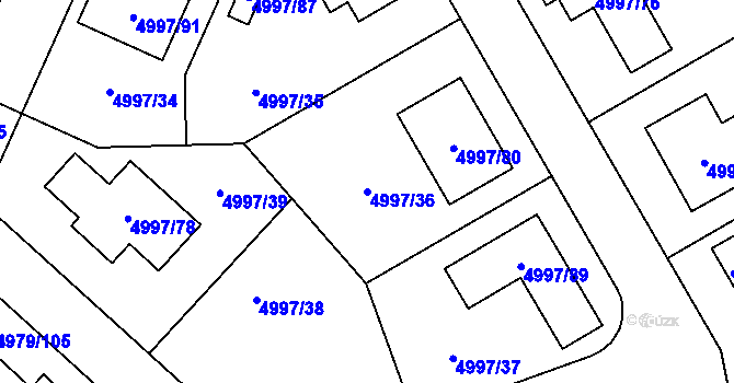 Parcela st. 4997/36 v KÚ Most II, Katastrální mapa