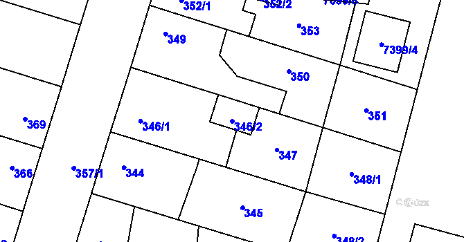 Parcela st. 346/2 v KÚ Most II, Katastrální mapa