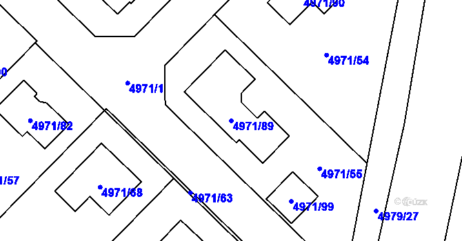Parcela st. 4971/89 v KÚ Most II, Katastrální mapa