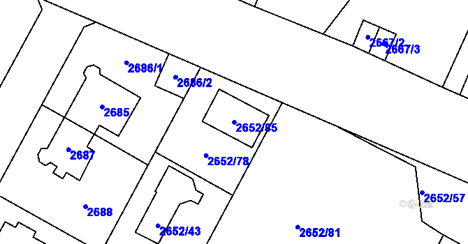 Parcela st. 2652/85 v KÚ Most II, Katastrální mapa