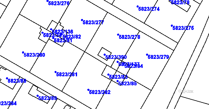 Parcela st. 5823/390 v KÚ Most II, Katastrální mapa
