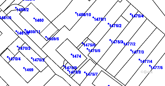 Parcela st. 1475/6 v KÚ Most II, Katastrální mapa