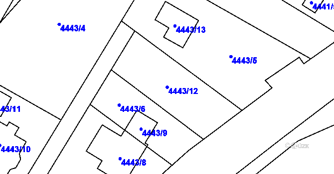 Parcela st. 4443/12 v KÚ Most II, Katastrální mapa