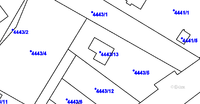 Parcela st. 4443/13 v KÚ Most II, Katastrální mapa