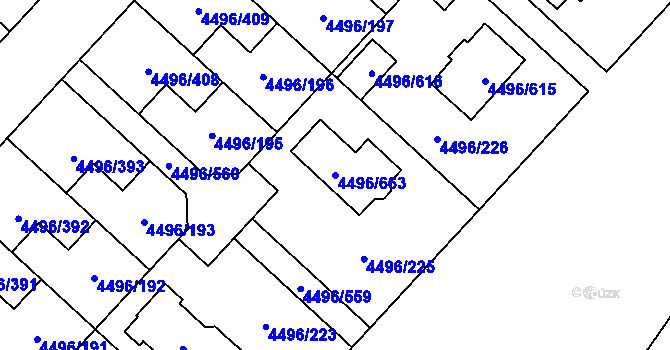 Parcela st. 4496/663 v KÚ Most II, Katastrální mapa