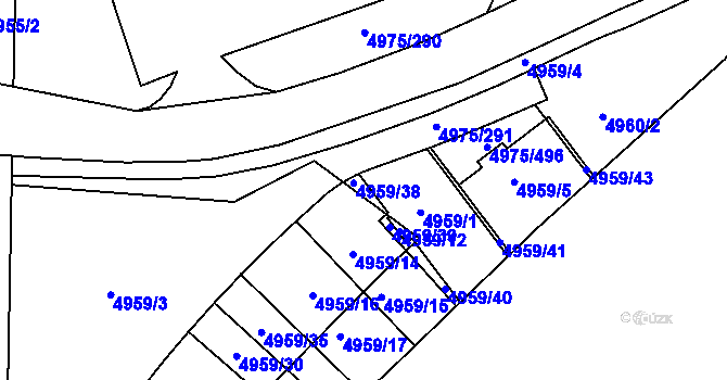 Parcela st. 4959/13 v KÚ Most II, Katastrální mapa