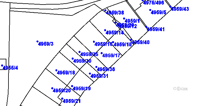 Parcela st. 4959/17 v KÚ Most II, Katastrální mapa