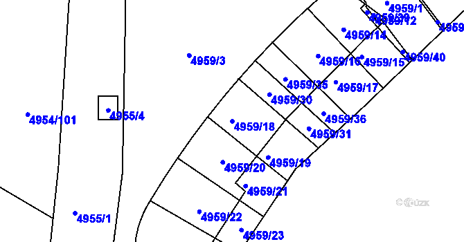 Parcela st. 4959/18 v KÚ Most II, Katastrální mapa
