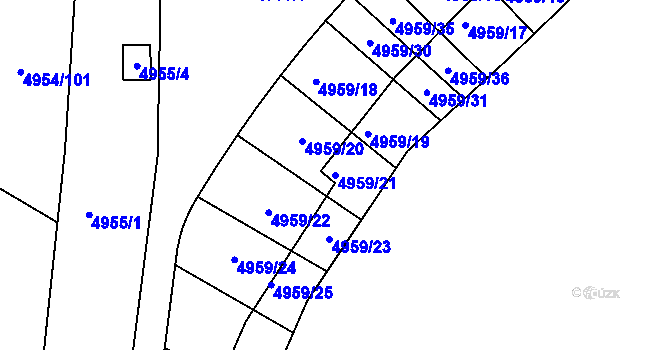 Parcela st. 4959/21 v KÚ Most II, Katastrální mapa