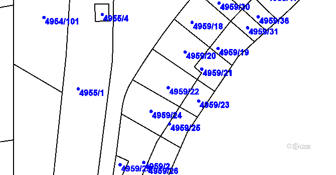 Parcela st. 4959/22 v KÚ Most II, Katastrální mapa