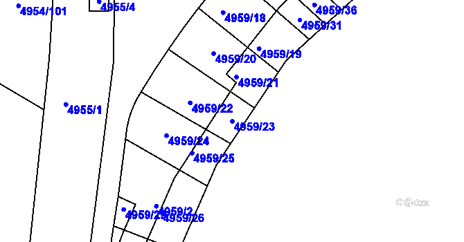 Parcela st. 4959/23 v KÚ Most II, Katastrální mapa