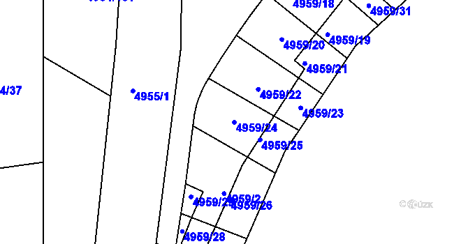 Parcela st. 4959/24 v KÚ Most II, Katastrální mapa