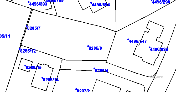 Parcela st. 8286/8 v KÚ Most II, Katastrální mapa