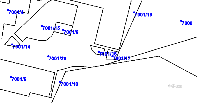 Parcela st. 7001/16 v KÚ Most II, Katastrální mapa