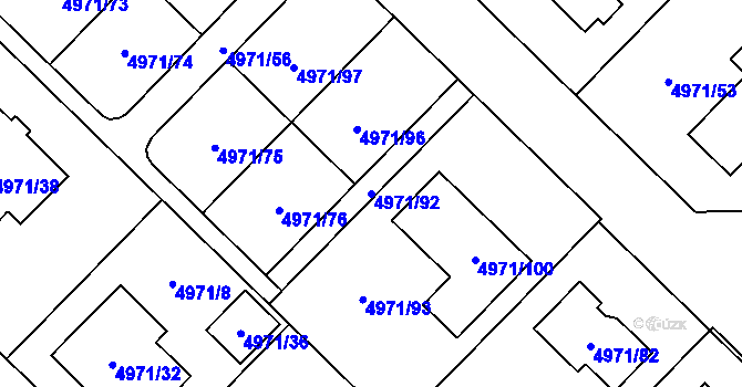Parcela st. 4971/92 v KÚ Most II, Katastrální mapa