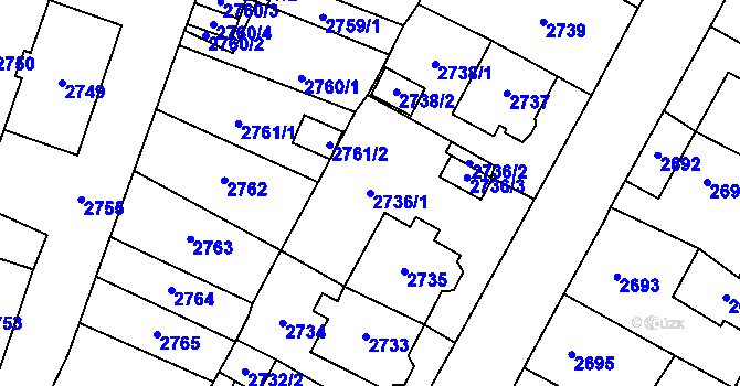 Parcela st. 2736/1 v KÚ Most II, Katastrální mapa