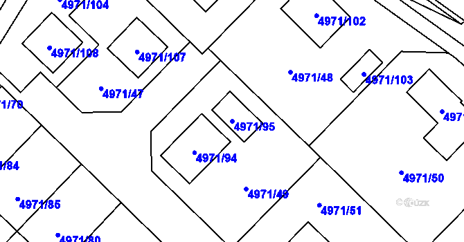 Parcela st. 4971/95 v KÚ Most II, Katastrální mapa