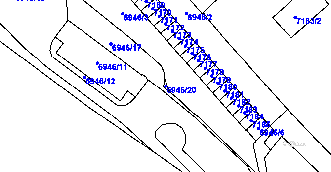 Parcela st. 6946/20 v KÚ Most II, Katastrální mapa