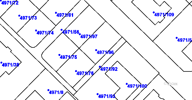 Parcela st. 4971/96 v KÚ Most II, Katastrální mapa