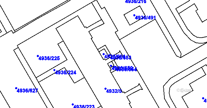 Parcela st. 4936/651 v KÚ Most II, Katastrální mapa