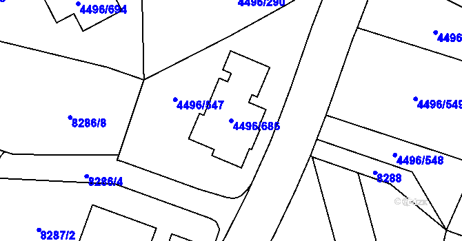 Parcela st. 4496/686 v KÚ Most II, Katastrální mapa